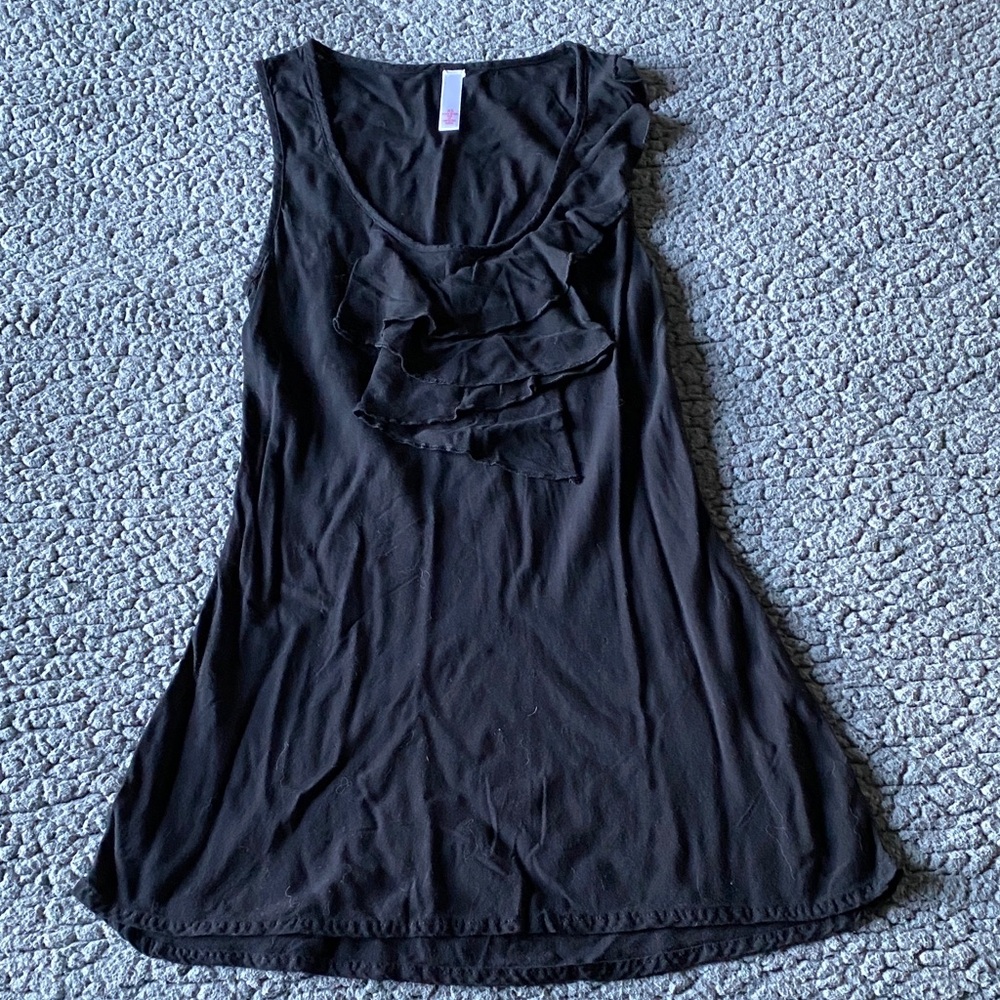 Black Sleeveless Ruffle Top